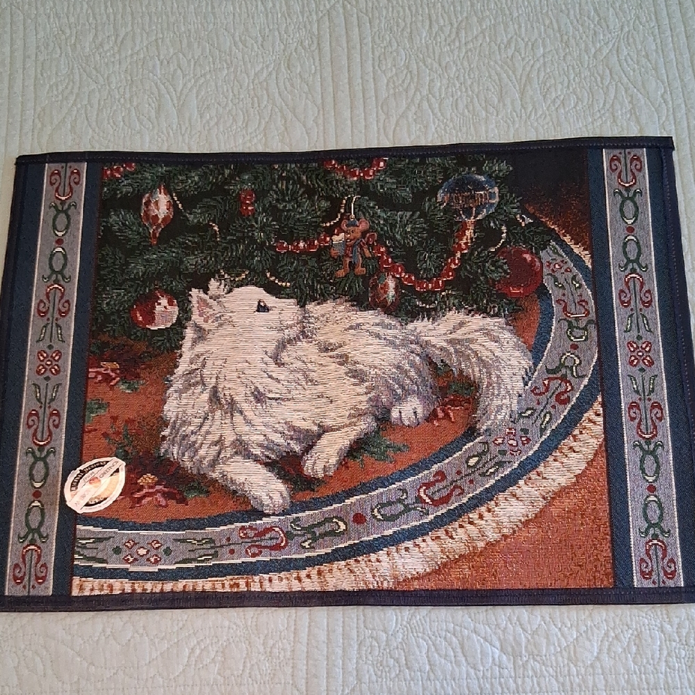 Tapestry Rug With Cat And Tree Motif, NWT